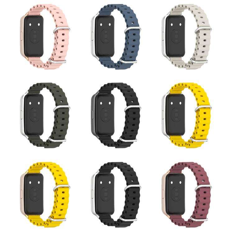 For Huawei Band 11 / Band 11 Pro MIJOBS Ocean Silicone Breathable Watch Band(Grey+Silver)