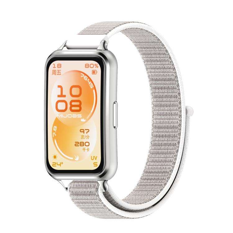 For Huawei Band 11 / Band 11 Pro MIJOBS Breathable Nylon Loop Watch Band(Seashell Silver)