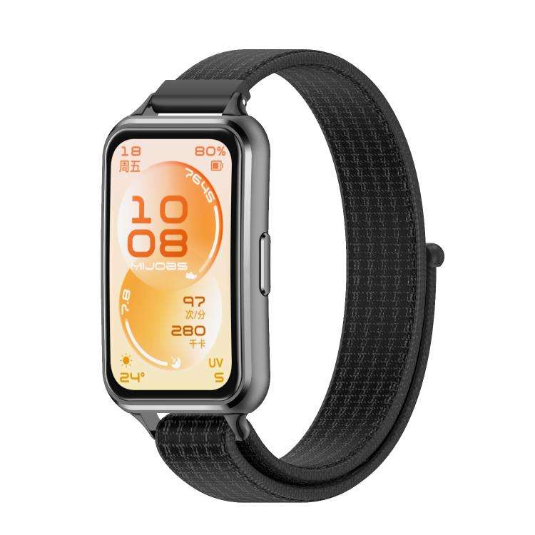 For Huawei Band 11 / Band 11 Pro MIJOBS Breathable Nylon Loop Watch Band(Black)