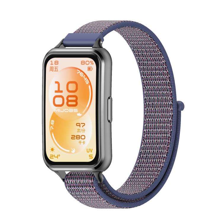 For Huawei Band 11 / Band 11 Pro MIJOBS Breathable Nylon Loop Watch Band(Midnight Blue Black)