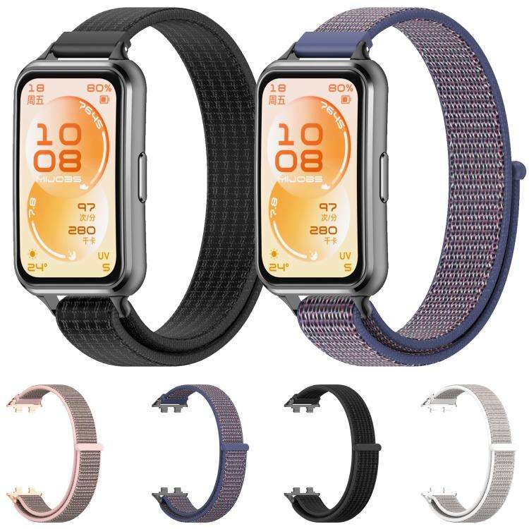 For Huawei Band 11 / Band 11 Pro MIJOBS Breathable Nylon Loop Watch Band(Midnight Blue Black)