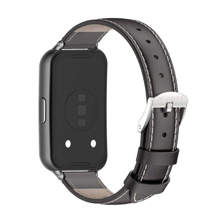 For Huawei Band 11 / Band 11 Pro MIJOBS Top Grain Cowhide Watch Band(Black)