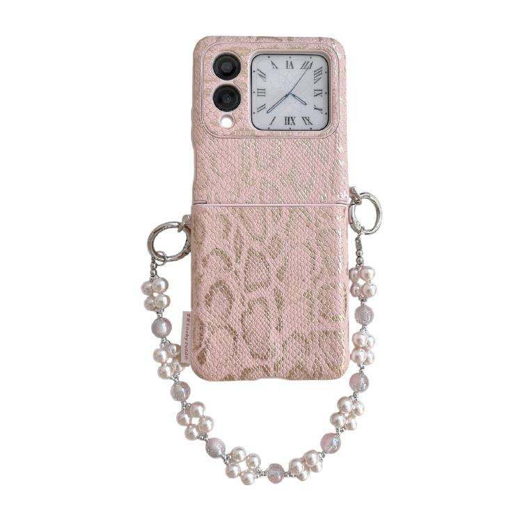 For Huawei nova Flip S Scale Texture Side Buckle Shockproof Phone Case with Bracelet(Pink)