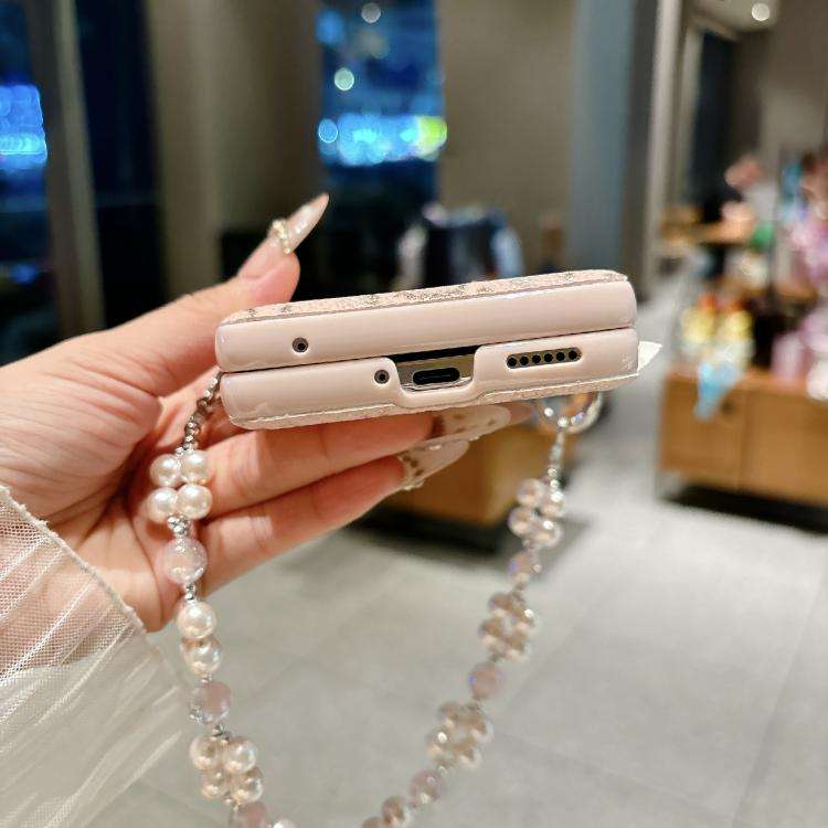 For Huawei nova Flip S Scale Texture Side Buckle Shockproof Phone Case with Bracelet(Pink)