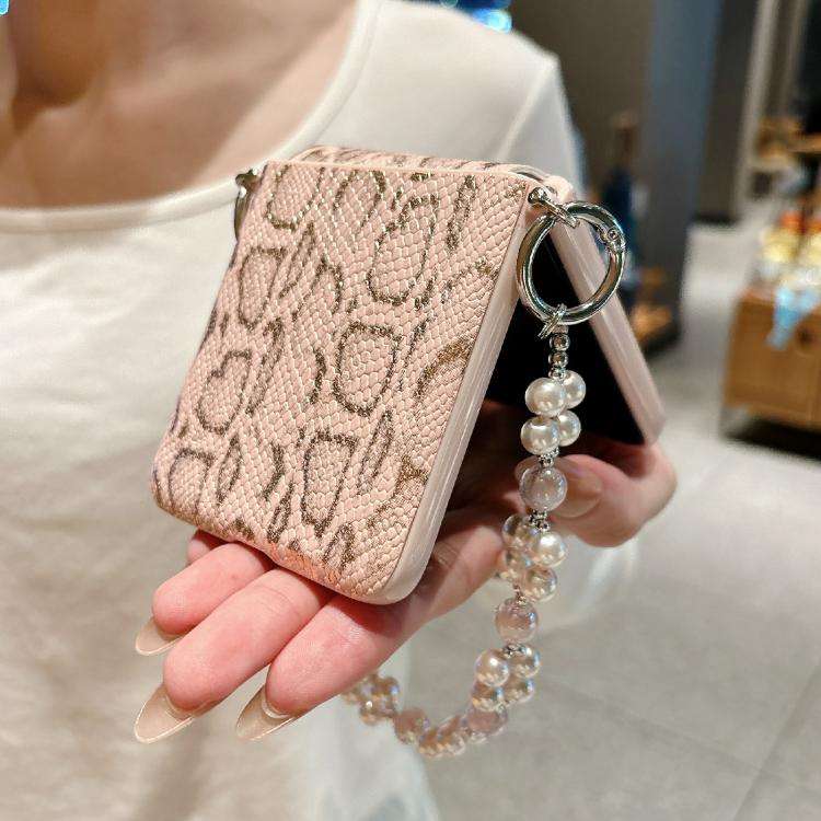 For Huawei nova Flip S Scale Texture Side Buckle Shockproof Phone Case with Bracelet(Pink)