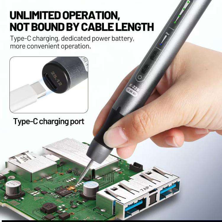 Kaisi 329 Multifunction Charging Polish Pen with 9pcs Grinding Heads