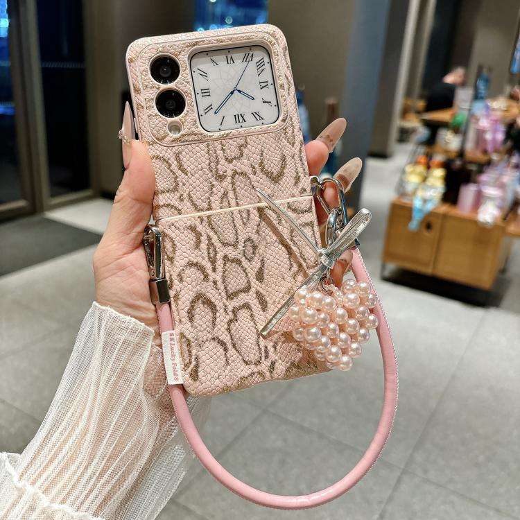 For Huawei nova Flip S Scale Texture Side Buckle Shockproof Phone Case with Strap and Heart-Shape...