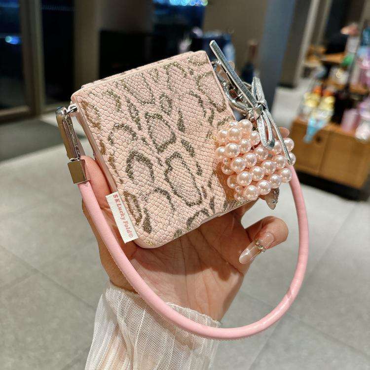 For Huawei nova Flip S Scale Texture Side Buckle Shockproof Phone Case with Strap and Heart-Shape...