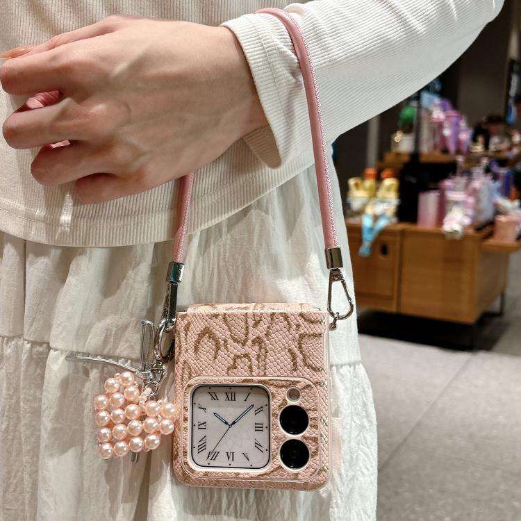 For Huawei nova Flip S Scale Texture Side Buckle Shockproof Phone Case with Strap and Heart-Shape...