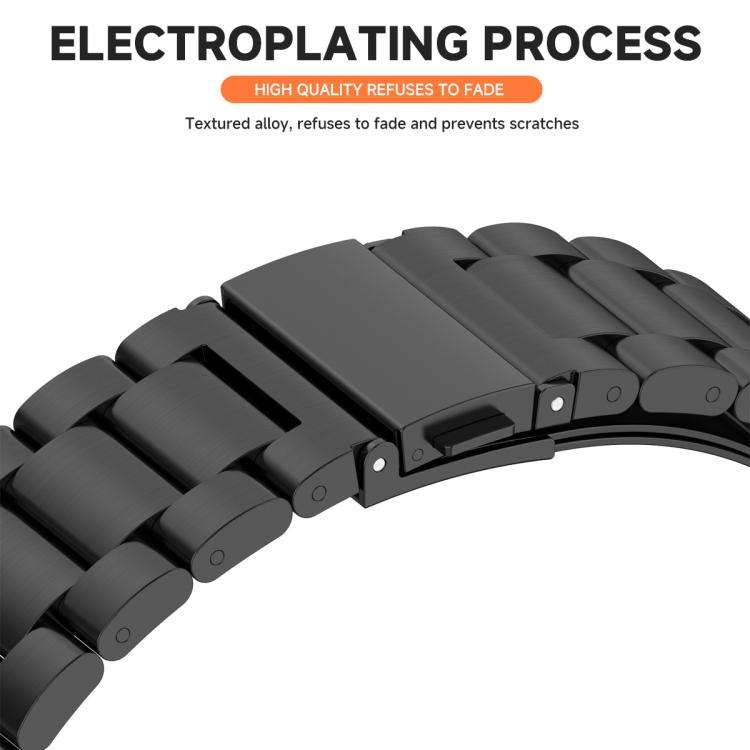 For Samsung Galaxy Watch6 44mm Tri-Beads Stainless Steel Watch Band with Full Coverage TPU Case a...