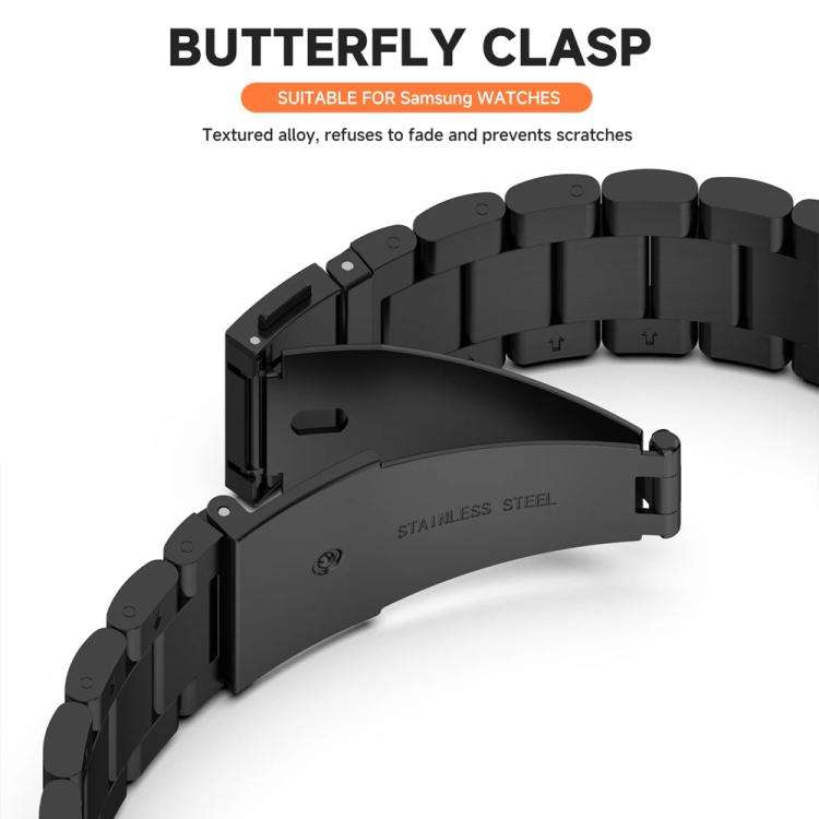 For Samsung Galaxy Watch7 40mm Tri-Beads Stainless Steel Watch Band with Full Coverage TPU Case a...