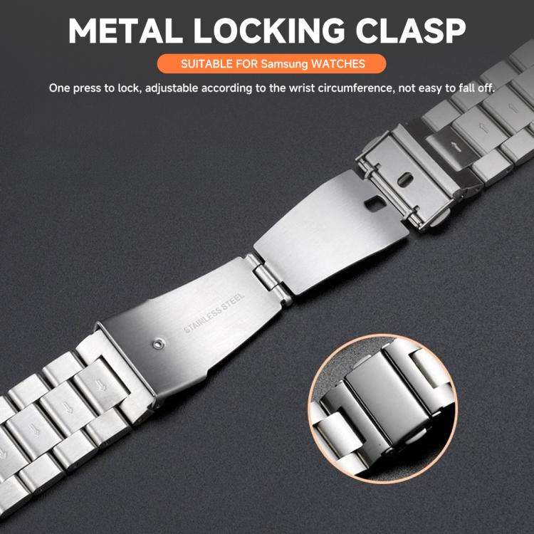 For Samsung Galaxy Watch7 40mm Tri-Beads Stainless Steel Watch Band with Full Coverage TPU Case a...