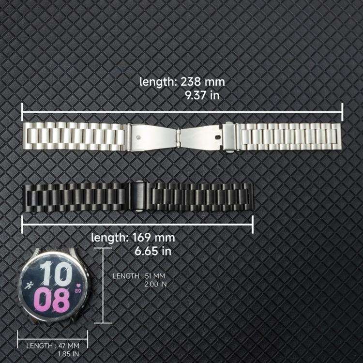 For Samsung Galaxy Watch5 44mm Tri-Beads Stainless Steel Watch Band with Full Coverage TPU Case a...
