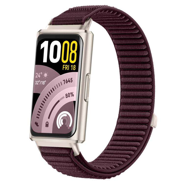 For Huawei Band 11 Pro / 11 xDfind Woven Nylon Hook And Loop Fastener Metal Interface Watch Band(...