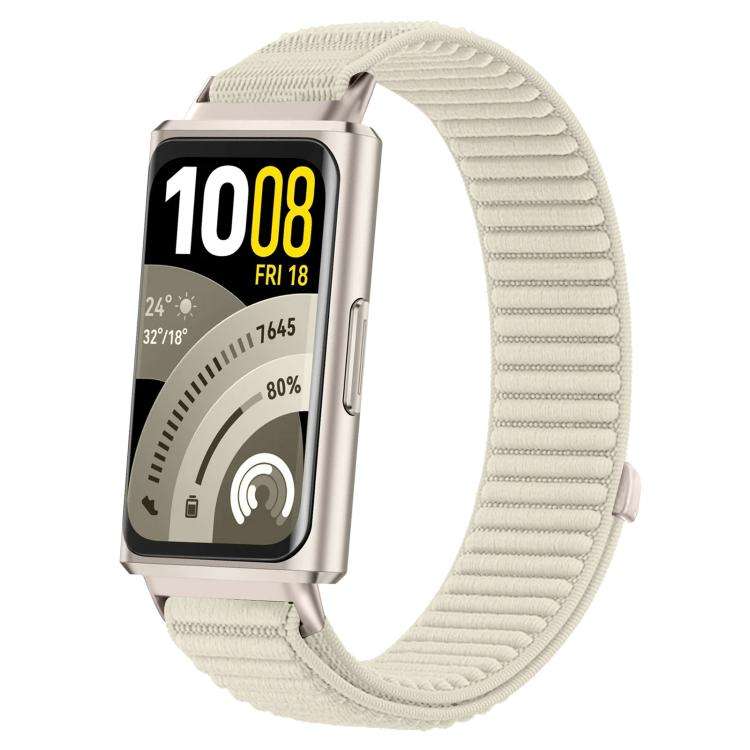For Huawei Band 11 Pro / 11 xDfind Woven Nylon Hook And Loop Fastener Metal Interface Watch Band(...