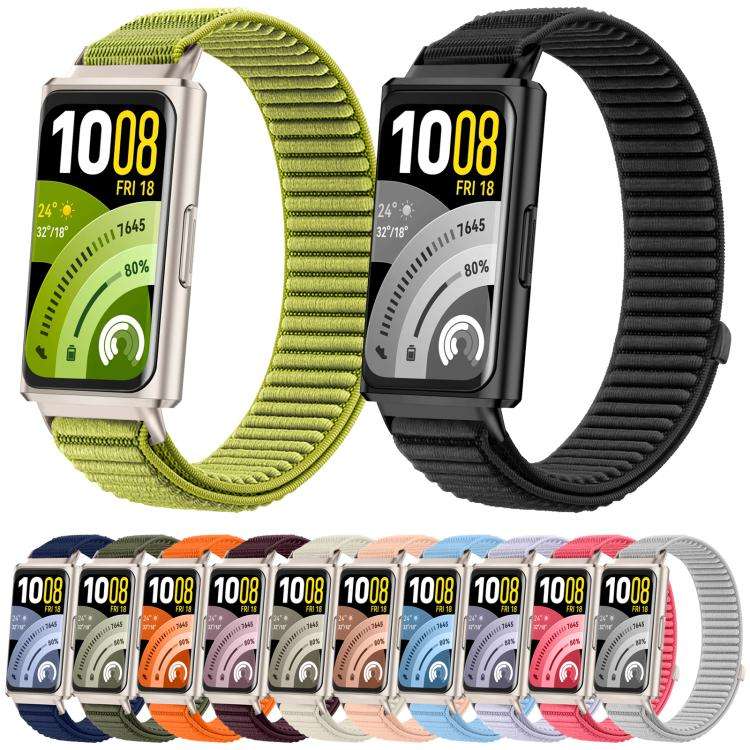 For Huawei Band 11 Pro / 11 xDfind Woven Nylon Hook And Loop Fastener Metal Interface Watch Band(...