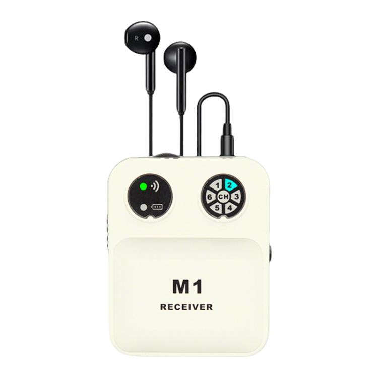 M1 Portable Wireless Monitoring Receiver with Wired Earphones(White)