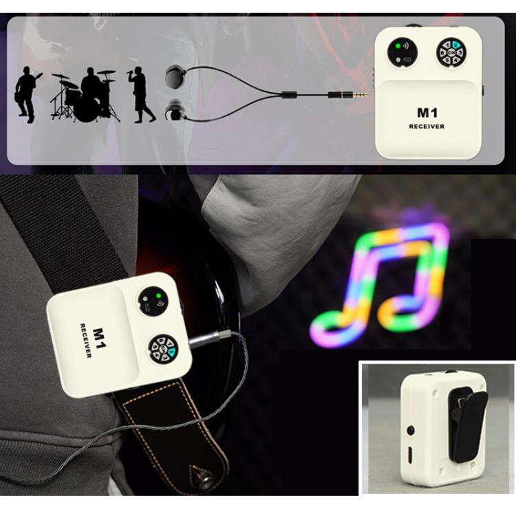 M1 Portable Wireless Monitoring Receiver with Wired Earphones(White)
