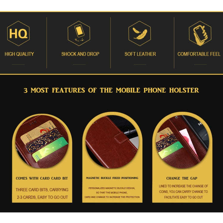 For Blackview BV9900 Pro idewei Crazy Horse Texture Horizontal Flip Leather Case with Holder & Ca...