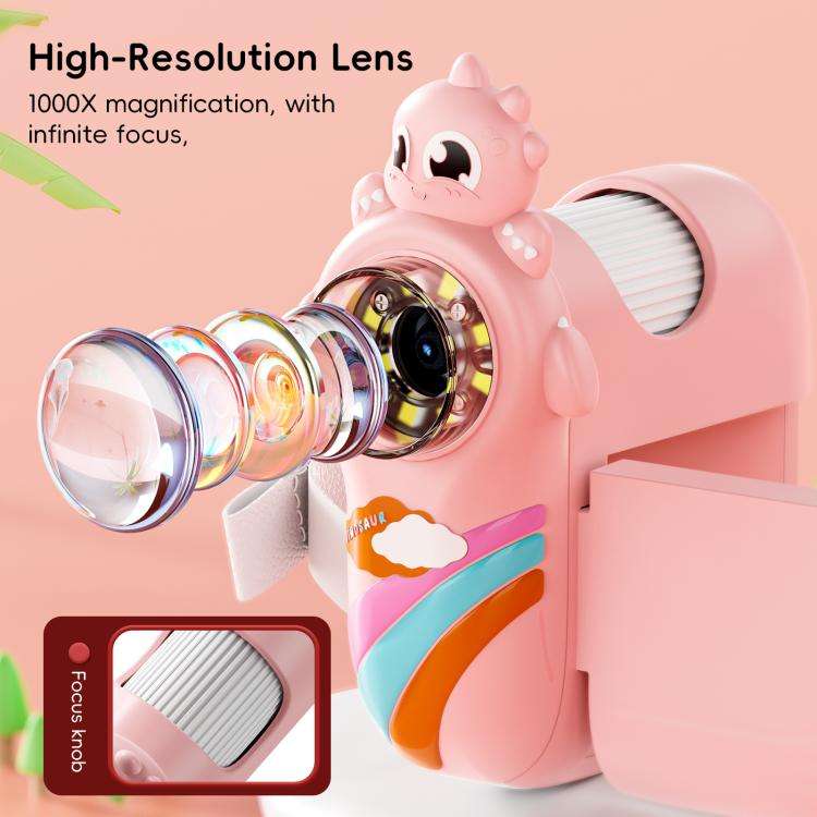 inskam 362 2MP 2-inch Display Children Dinosaur Digital Microscope(Pink)