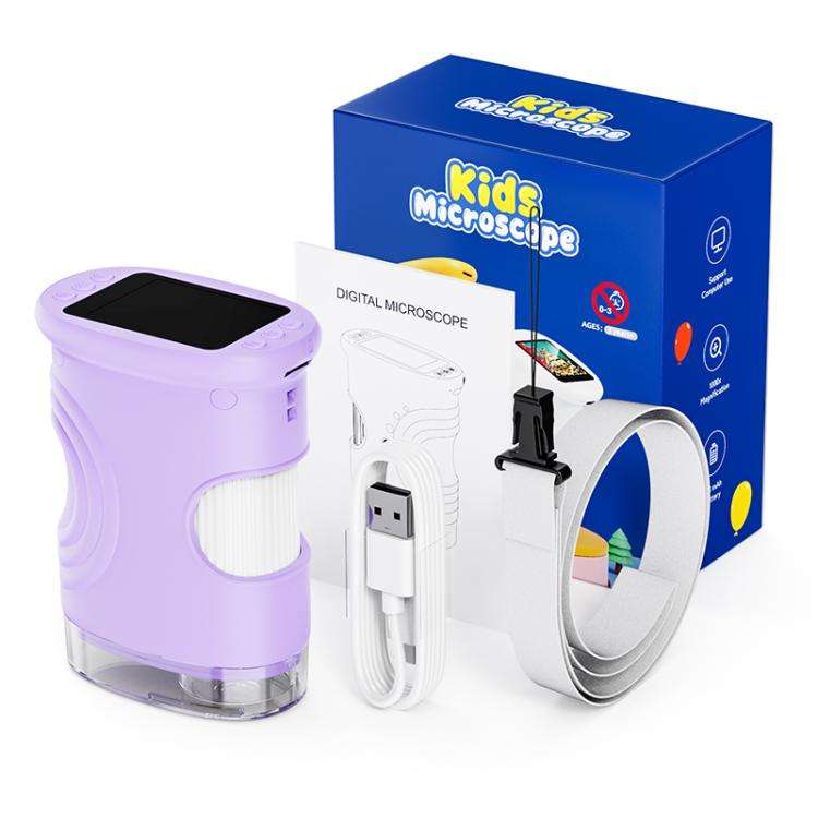 inskam 382 2MP 2-inch Display Kids Nature Observation Digital Microscope(Purple)