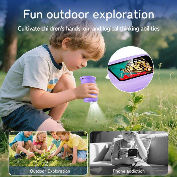 inskam 382 2MP 2-inch Display Kids Nature Observation Digital Microscope(Purple)