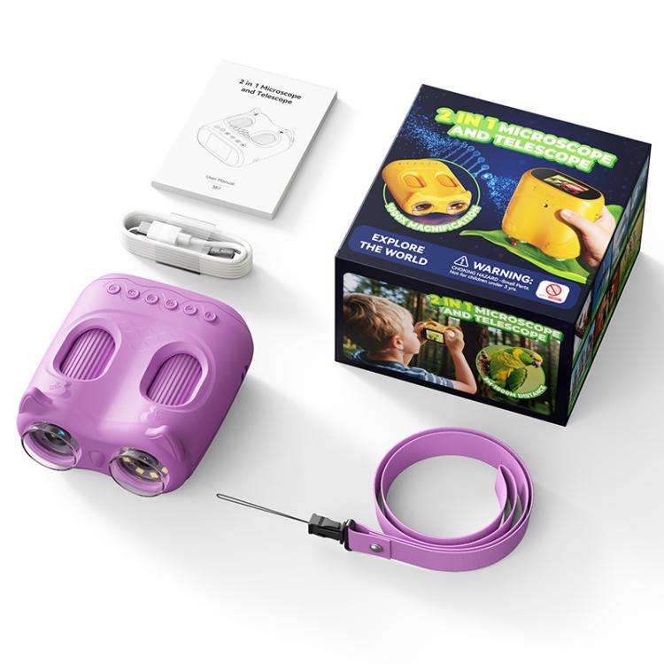 inskam 387 2MP 2-inch Display 2-in-1 Kids Digital Microscope & Binocular Telescope(Purple)