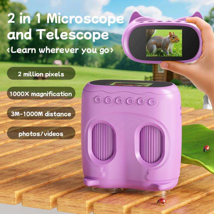 inskam 387 2MP 2-inch Display 2-in-1 Kids Digital Microscope & Binocular Telescope(Purple)