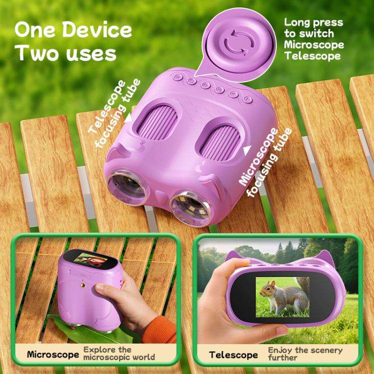 inskam 387 2MP 2-inch Display 2-in-1 Kids Digital Microscope & Binocular Telescope(Purple)