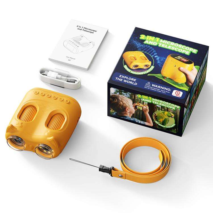 inskam 387 2MP 2-inch Display 2-in-1 Kids Digital Microscope & Binocular Telescope(Yellow)