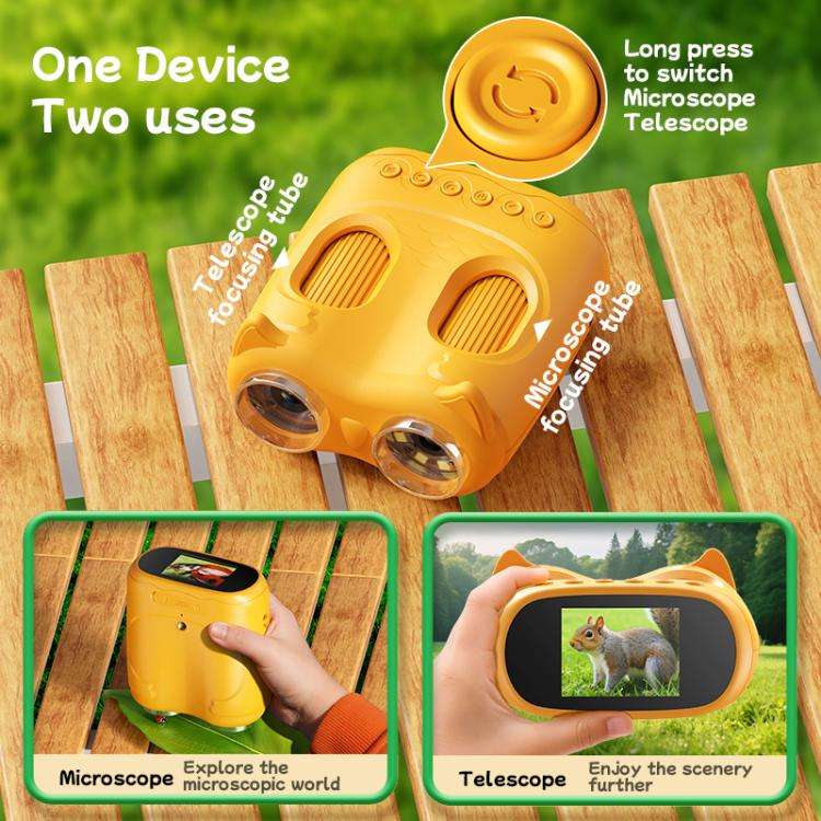 inskam 387 2MP 2-inch Display 2-in-1 Kids Digital Microscope & Binocular Telescope(Yellow)