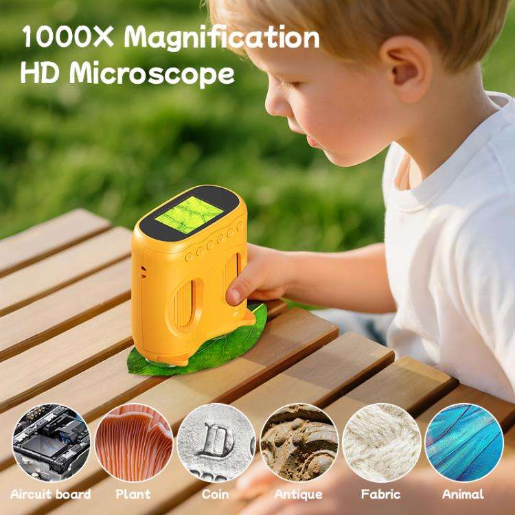 inskam 387 2MP 2-inch Display 2-in-1 Kids Digital Microscope & Binocular Telescope(Yellow)