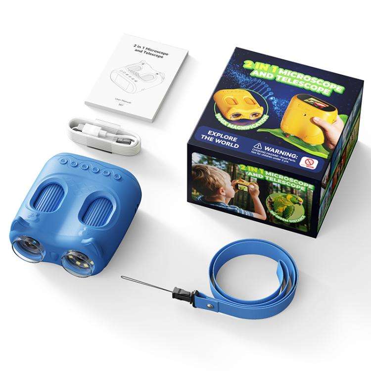 inskam 387 2MP 2-inch Display 2-in-1 Kids Digital Microscope & Binocular Telescope(Blue)