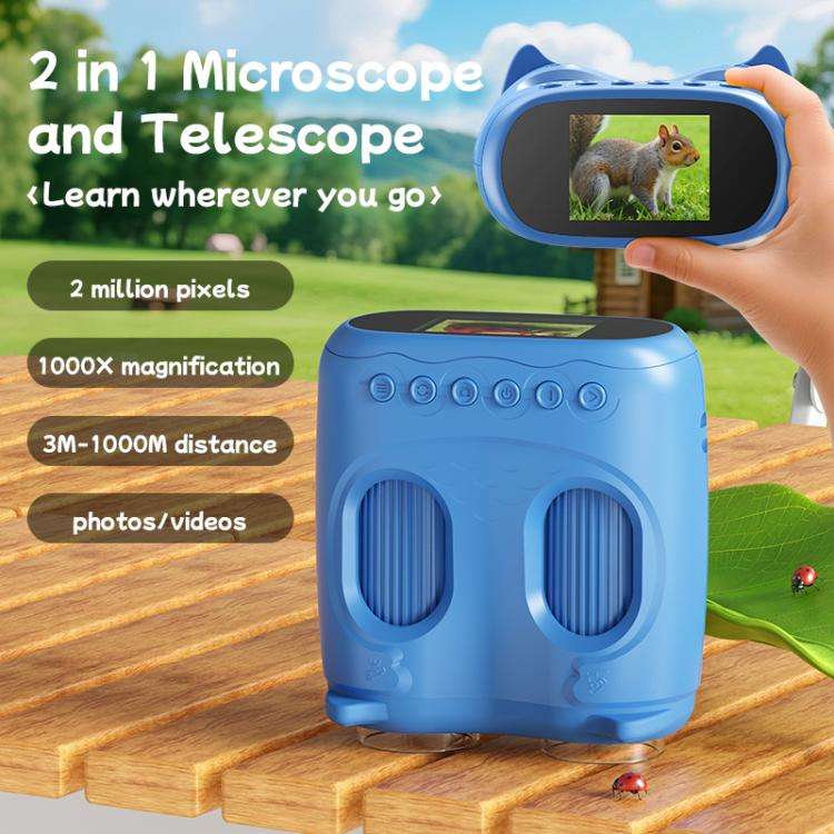 inskam 387 2MP 2-inch Display 2-in-1 Kids Digital Microscope & Binocular Telescope(Blue)