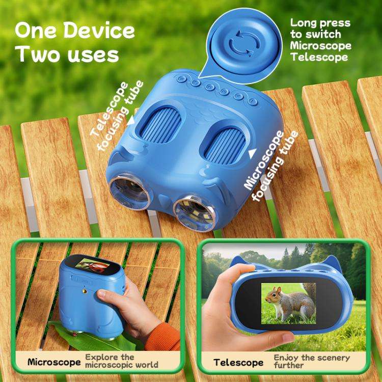 inskam 387 2MP 2-inch Display 2-in-1 Kids Digital Microscope & Binocular Telescope(Blue)