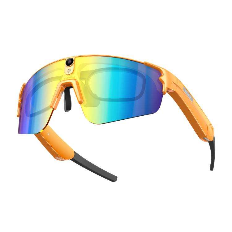 L805 Smart AI Cycling Glasses 8MP Stabilization Camera(Orange Frame Gold Lens)