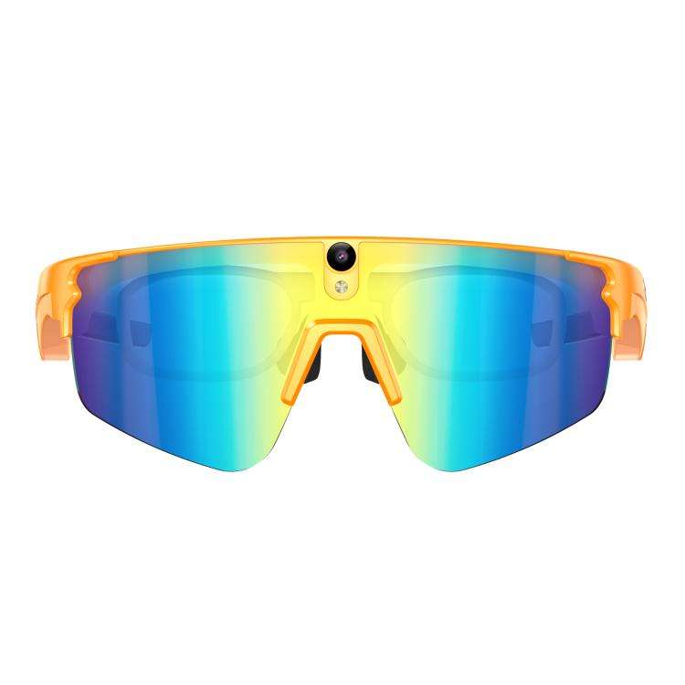 L805 Smart AI Cycling Glasses 8MP Stabilization Camera(Orange Frame Gold Lens)