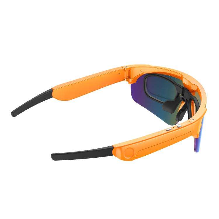 L805 Smart AI Cycling Glasses 8MP Stabilization Camera(Orange Frame Gold Lens)
