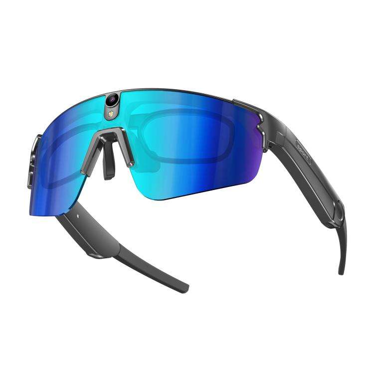 L805 Smart AI Cycling Glasses 8MP Stabilization Camera(Black Frame Blue Lens)