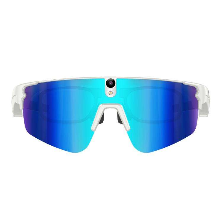 L805 Smart AI Cycling Glasses 8MP Stabilization Camera(White Frame Blue Lens)