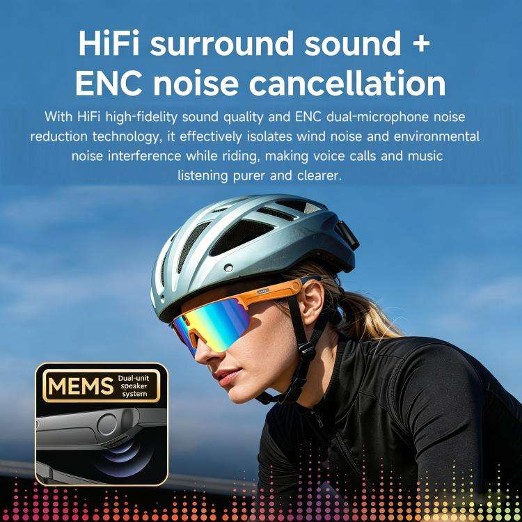 L805 Smart AI Cycling Glasses 8MP Stabilization Camera(Black Frame Blue Lens)