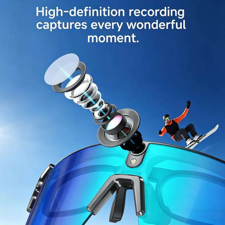 L805 Smart AI Cycling Glasses 8MP Stabilization Camera(White Frame Blue Lens)