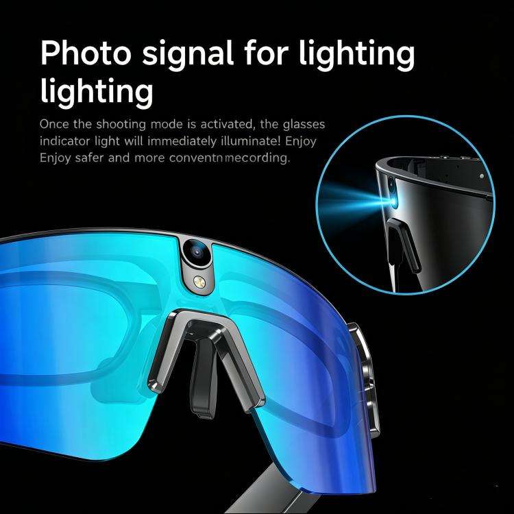 L805 Smart AI Cycling Glasses 8MP Stabilization Camera(White Frame Blue Lens)