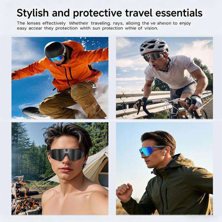 L805 Smart AI Cycling Glasses 8MP Stabilization Camera(White Frame Blue Lens)