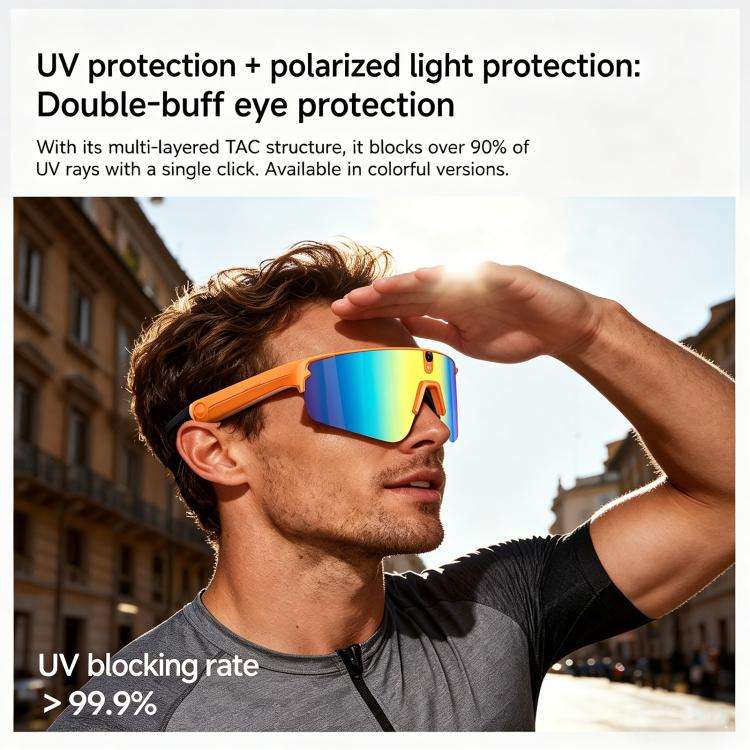 L805 Smart AI Cycling Glasses 8MP Stabilization Camera(White Frame Blue Lens)