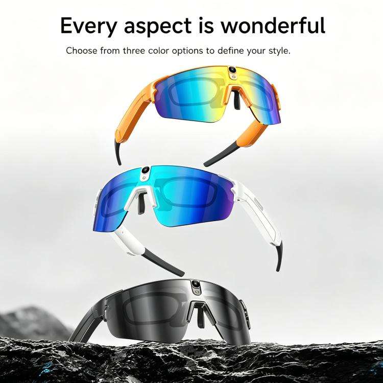 L805 Smart AI Cycling Glasses 8MP Stabilization Camera(White Frame Blue Lens)