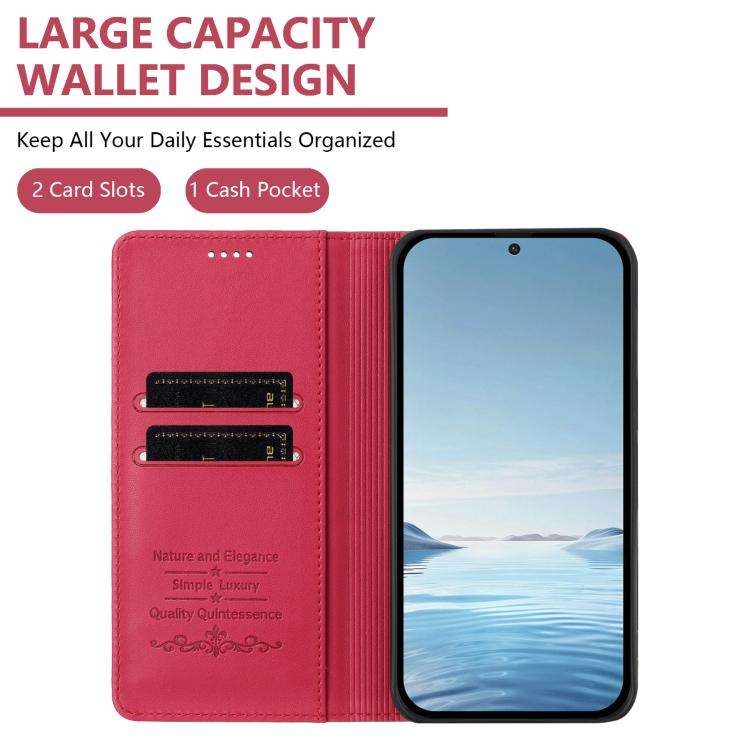 For Ulefone Note 16 Pro Peony Embossed Magnetic RFID Vegan Leather Phone Case(Red)