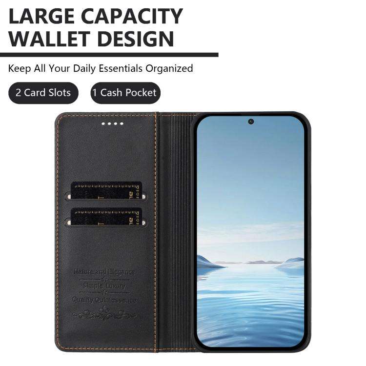 For Ulefone Note 17 Pro Peony Embossed Magnetic RFID Vegan Leather Phone Case(Black)