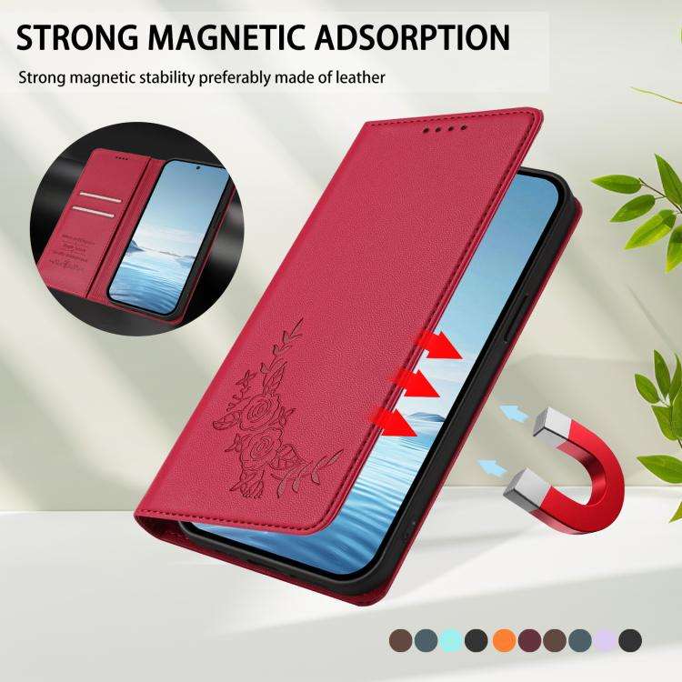 For Ulefone Note 20 Pro Peony Embossed Magnetic RFID Vegan Leather Phone Case(Red)