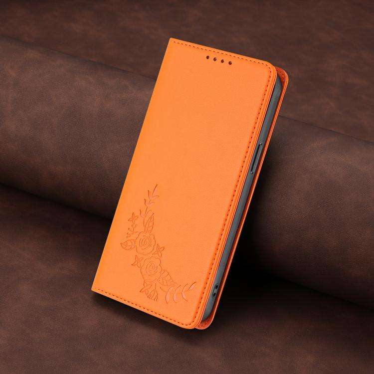 For Ulefone Note 20 Pro Peony Embossed Magnetic RFID Vegan Leather Phone Case(Orange)
